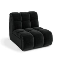 Fauteuil pivotant modulable en velours noir-Velours-Noir-Premium Interiors