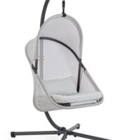 Fauteuil pliant en acier anthracite avec revêtement gris--Taupe-Konte.Design