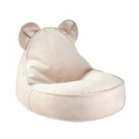 Fauteuil poire ours en velours polyester beige poudré 70 x 60 x 42 cm-Velours-Beige-Wigiwama