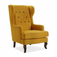 Fauteuil recouvert de coton jaune et de bois-Coton-Jaune-Versa Home