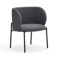 Fauteuil rembourré en gris foncé et pied en métal-Métal-Gris-TEULAT