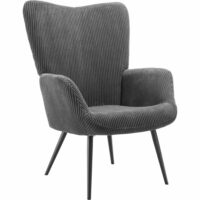 Fauteuil rembourré ergonomique avec revêtement velours gris/noir-Velours-Gris-Tectake