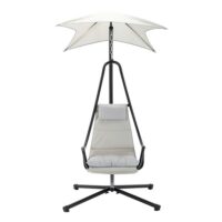 Fauteuil suspendu avec pare soleil   en tissu noir / beige-Tissu-Noir-Best Mobilier