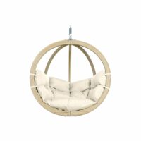 Fauteuil suspendu écru avec structure en bois-Bois-Beige-Amazonas