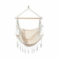 Fauteuil suspendu en polycoton et toile beige-Coton-Beige-Mobili Rebecca