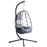 Fauteuil suspendu en rotin et metal noir--Noir-Nordlys