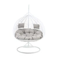 Fauteuil suspendu résine blanc-Résine-Blanc-vente-unique.com