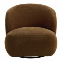 Fauteuil tournant en tissu velours marbré - tabac-Tissu-Marron-Blanc d’Ivoire