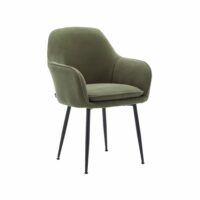 Fauteuil velours côtelé kaki pieds en métal-Métal-Vert-sweeek