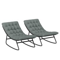 Fauteuils à bascule extérieur coussins épais gris foncé--Gris-Outsunny