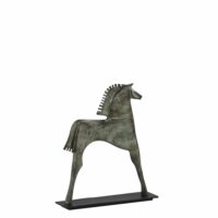 Figurine décorative cheval en aluminium bicolore L 40 cm-Aluminium-Gris-MOYCOR