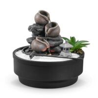 Fontaine d'intérieur jardin zen résine grise écoulement cascade -h21cm-Résine-Gris-Zen'Light