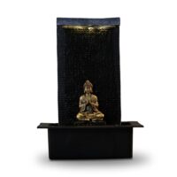 Fontaine Zen Mur d'eau et bouddha amovible en résine noir et doré- H40-Résine-Gris-Sunchine