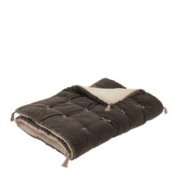 Futon en velours de coton et lin - 180 x 80 cm - gris charbon-Lin-Gris-Blanc d’Ivoire