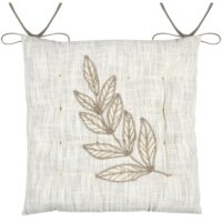 Galette de chaise feuillage  - effet matière en coton brodé ecru 38 x-Coton-Beige-Stof