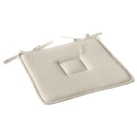 Galette plate unie avec passepoil et nouettes coton ecru 40x40 cm-Coton-Beige-Home Maison