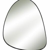 Grand miroir mural en métal noir forme galet H66cm-Métal-Noir-Pomax