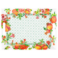 Grand plateau en melamine à poignées imprimé de grenades 55 cm--Multicolore-Les jardins de la comtesse