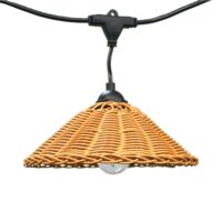 Guirlande solaire avec 10 ampoules LED et abat-jour en rotin--Noir-Wonderlamp