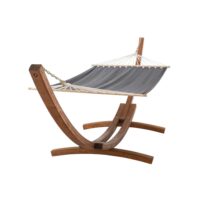 Hamac avec cadre en bois voile en stoff Gris-Bois-Gris-CLP
