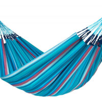 Hamac classique double en tissu bleu ciel-Tissu-Multicolore-LA SIESTA
