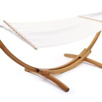 Hamac jardin en bois ecru 315 x 115 x 120 cm-Bois-Blanc-Habitat & Jardin