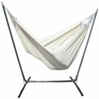 Hamac xxl en coton écru et support en métal-Métal-Blanc-Tropical Hamac