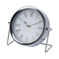 Horloge à poser en métal argenté chiffres romains-Métal-Argenté-Wadiga