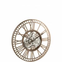Horloge chiffres romains en métal gris 60x7x60 cm-Métal-Doré-J-line