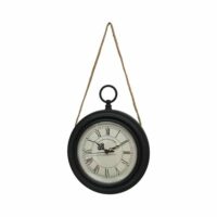 Horloge murale décorative vintage à gousset métal noir blanc ø20.5cm-CHEMIN DE CAMPAGNE