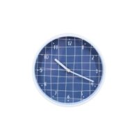 Horloge murale ronde bleu quadrillage blanc 25cm--Bleu-Ornami
