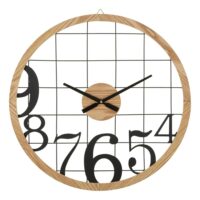 Horloge murale ronde en métal et bois brun ø 60x2
