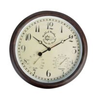 Horloge thermomètre Hygromètre 38cm--Marron-Esschert Design