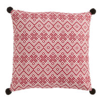 Housse de coussin décoratif en coton rouge et blanc 50x50-Sia Deco