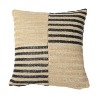 Housse de coussin effet raphia - Carré - 45x45cm - Beige & rayure--Beige-Deco Arts