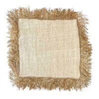 Housse de coussin en coton blanc avec des franges naturelles 40x40cm-Coton-Blanc-NATYAL