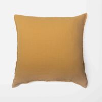 Housse de Coussin en coton et lin gaufré Curry 65X65 CM-Lin-Jaune-Maison d'été