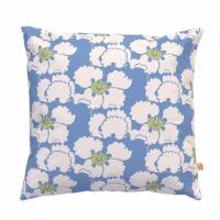 Housse de coussin extérieur 45x45 cm motif fleurs bleu--Bleu-Vent de Bohème