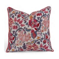 Housse de coussin imprimé bleu gris--Rouge-ARCHIV collection