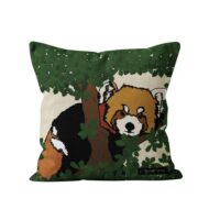 Housse de coussin panda roux 40x40cm--Beige-Soleil d'Ocre