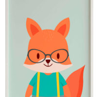 Impression de renard encadrée en bois blanc 43X33 cm-Bois-Blanc-Crochetts