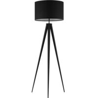 Lampadaire abat-jour en tissu et trépied patins doux pour le sol noir-Tissu-Noir-Tectake