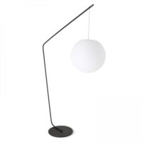 Lampadaire arche ronde en acier gris--Gris-Oviala