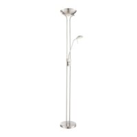 Lampadaire avec bras de lecture LED orientable 18W+5W nickel--Argenté-Wonderlamp