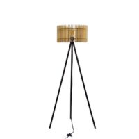Lampadaire bois fsc pied noir h141cm bois-Bois-Marron-Atelier Loupiote