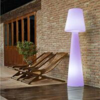 Lampadaire d'extérieur rechargeable rgb h110cm blanc--Blanc-Newgarden