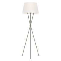 Lampadaire en acier et lin nickel poli-Lin-Blanc-ELSTEAD LIGHTING