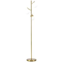 Lampadaire globe design néo-rétro 3 ampoules h.169 cm métal doré-Métal-Jaune-Homcom