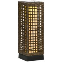 Lampadaire LED solaire extérieur en rotin PE tressé--Marron-Urban Cocon