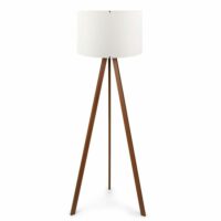 Lampadaire trépied effet bois noyer